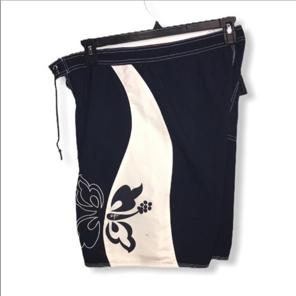 Y2K 06 Tommy Hilfiger Board shorts Swim Trunks Color block blue White size M - Picture 4 of 17